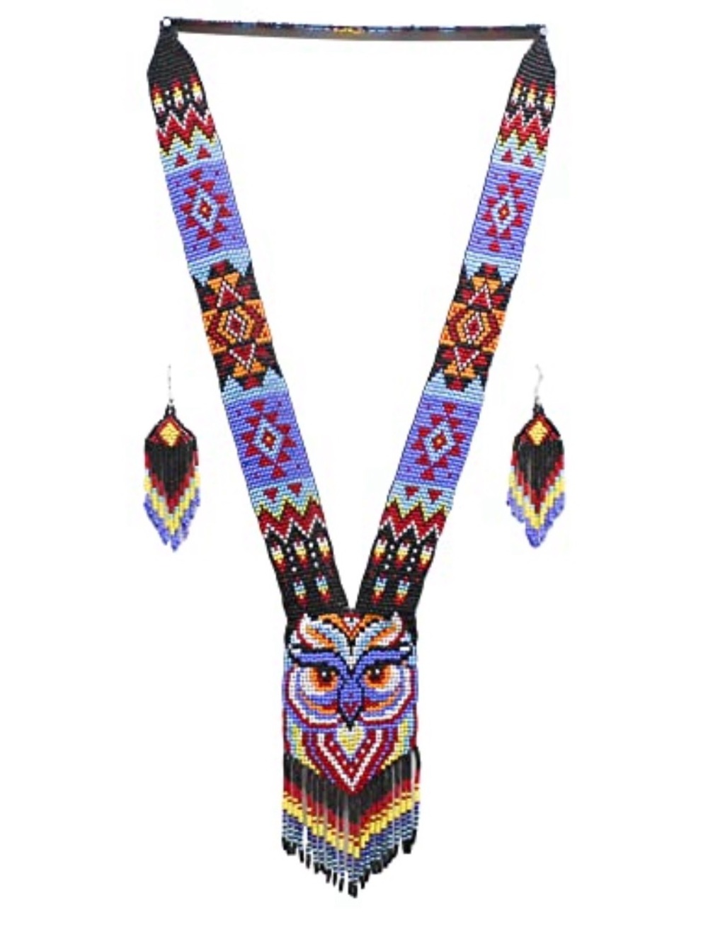 BeadsCorner Native Tribal Style Long Statement Necklace for Women Handmade Owl
